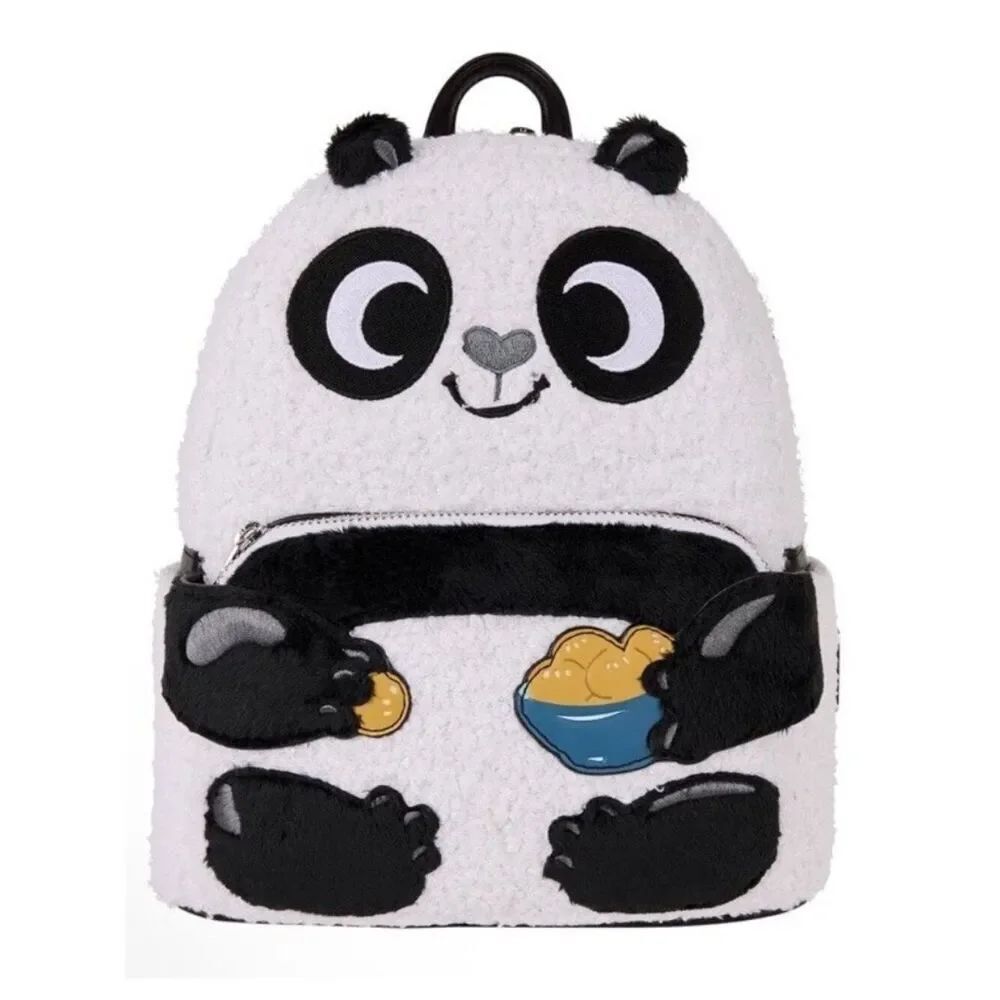 Loungefly Kung Fu Panda Po Dumpling Sherpa Mini Backpack Faux Fur Plush New